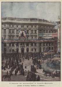 De deelname van de inschrijvers aan de Nationale Lening bij de Italiaanse Kredietbank in Milaan