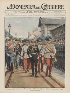 Het jubileum van de oudste vorst van Europa, de aankomst van keizer Wilhelm en allen door Achille Beltrame