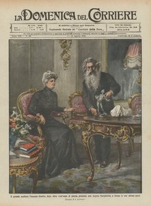 De grote beeldhouwer Vincenzo Gemito, na meer dan twintig jaar waanzin, presenteert aan de koningin