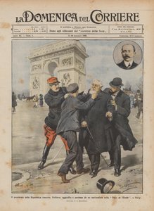 De president van de Franse Republiek, Fallières, aangevallen en geslagen door een nationalist