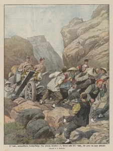 De autorit van Peking naar Parijs, prins Borghese en L. Barzini in hun Itala door Achille Beltrame