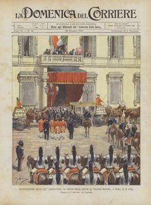 Inhuldiging van de XXIste Wetgevende Macht, De Koninklijke Stoet Arriveert bij het Palazzo Madama in Rome, op de 16e Corr