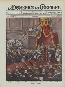 Inhuldiging van de XXIVe wetgevende macht, de koning leest de toespraak voor de senatoren en afgevaardigden