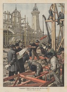 De tentoonstelling van Milaan, de staat van de werken op het Exercitieplein