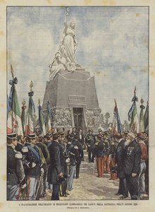 De inwijding van het ossuarium van Melegnano (Lombardije) voor de gevallenen in de slag van 8 juni 1859 door Achille Beltrame