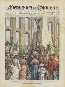 De herdenking van de slag bij de Volturno, voor het ossuarium bij de Ponti della Valle door Achille Beltrame