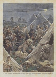 De Anglo-Boerenoorlog, rampzalige nachtelijke aanval op het Engelse kamp in Tweefontein door de Boeren door Achille Beltrame