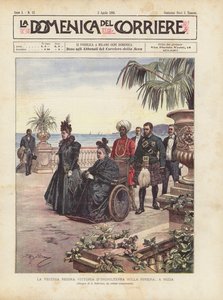 De oude koningin Victoria van Engeland aan de Rivièra, in Nice