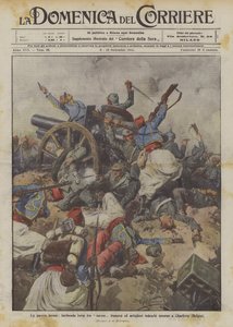De wrede oorlog, woeste strijd tussen Franse Turcos en Duitse artilleristen rond Charleroi (België) door Achille Beltrame