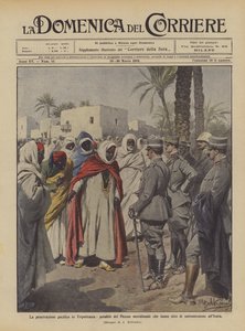 De vreedzame penetratie in Tripolitanië, notabelen van het zuidelijke Fezzan die een daad stellen door Achille Beltrame