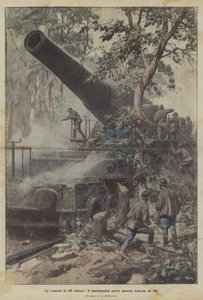 Het antwoord op de Duitse 420, het gigantische nieuwe Franse kanon van 400 door Achille Beltrame