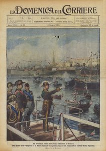 Het triomfantelijke bezoek van de Eerste Minister aan Genua door Achille Beltrame