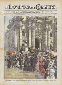 De Excursies Van Koningin Margherita, De Volksdemonstratie Bij Het Vertrek Van De Koningin door Achille Beltrame