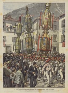De traditionele en karakteristieke feesten, de kaarsenprocessie in Gubbio
