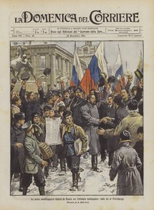 De eerste liberale demonstraties in Rusland voor de grondwet, in de straten van Sint-Petersburg