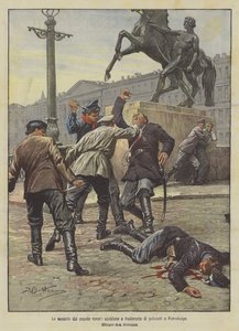 De wraak van het Russische volk, verraderlijke moord op politieagenten in Sint-Petersburg