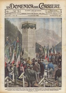 De inhuldiging van het monument op de Col di Lana