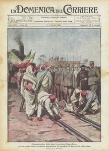 De inhuldiging van de spoorlijn Tripoli-Zuara, met de karakteristieke moslimceremonie