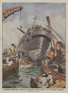 De kruiser San Giorgio vastgelopen op de rotsen bij de punt van Posillipo door Achille Beltrame