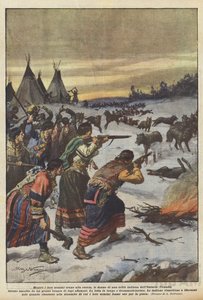 Terwijl hun mannen op jacht waren, werden de vrouwen van een Indiaanse stam in Ontario (Canada) ?