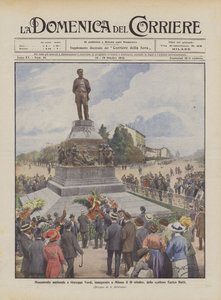 Nationaal monument voor Giuseppe Verdi, onthuld in Milaan op 10 oktober, door beeldhouwer Enrico Butti
