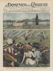 Op de 2663e verjaardag van Rome, de laatste oefening van de gymnastiekshow gegeven door de leerlingen van de scholen in Villa Borghese