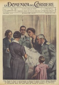 In het Koninklijk Paleis van Napels, de presentatie van de pasgeboren Prins Vittorio Emanuele aan de Soevereinen