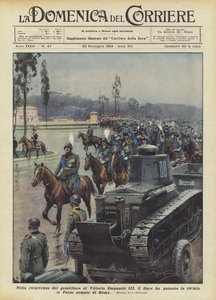 Ter gelegenheid van de verjaardag van Victor Emanuel III, inspecteerde de Duce de strijdkrachten van Rome