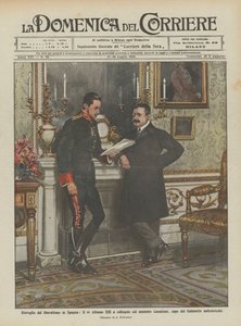 Heropleving van het liberalisme in Spanje, koning Alfonso XIII in gesprek met minister Canalejas