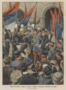 Terugkeer van de kroonprins van Servië naar Belgrado, enthousiaste demonstraties van het volk