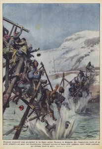 Zestig schoolkinderen zijn in een rivier gevallen, nabij Tarnovo, in Bulgarije, door een plotselinge ? door Achille Beltrame