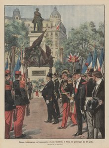 Plechtige inhuldiging van het monument voor Léon Gambetta, in Nice, op de middag van 25 april