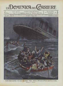 Verschrikkelijke maritieme ramp, de grootste oceaanstomer Titanic zinkt met 1600 mensen ? door Achille Beltrame