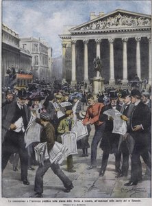 De dag na de dood van koning Edward VII. Illustratie door Achille Beltrame. Mei 1910. door Achille Beltrame
