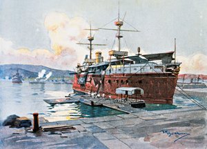 Het oude schip Castelfidardo in La Spezia