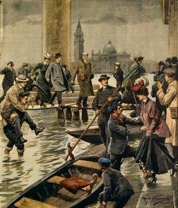 Het fenomeen van hoog water op het San Marcoplein in Venetië, door Achille Beltrame, uit La Domenica del Corriere door Achille Beltrame