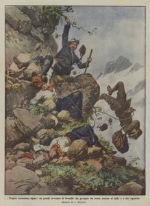 Tragische bergbeklimming, een grote advocaat uit Grenoble die van de berg valt samen met