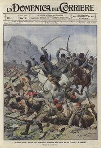 Turkse infanterie aangevallen in de loopgraven door een compagnie Kozakken door Achille Beltrame