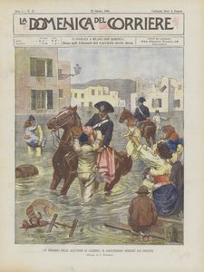 Een episode van de overstromingen in Salerno, de redding uitgevoerd door soldaten