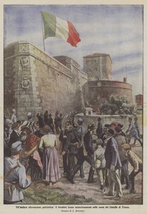 Een gedurfde patriottische verklaring, de driekleur mysterieuze gehesen op de muren van het Kasteel van Triëst
