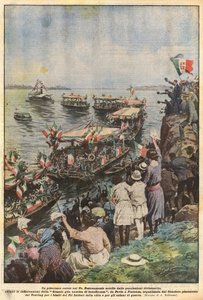 Een schilderachtige optocht op de Po door Achille Beltrame