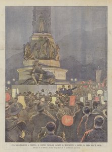 Een demonstratie in Trento, de volksoptocht voor het Monument voor Dante, de avond van 11 maart