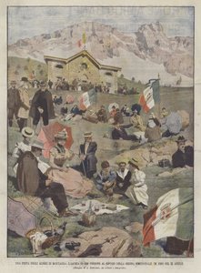 Een Boomfeest in de Bergen, De Beklimming van 1500 Mensen naar de Grigna Meridionale Schuilplaats door Achille Beltrame