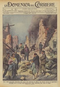 Een Spaanse stad vernietigd door de roodhemden door Achille Beltrame