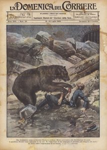 Een dramatische scène in de dierentuin van Rome door Achille Beltrame