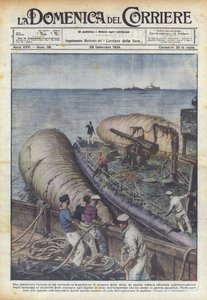 Een gigantische onderneming wordt geprobeerd in Engeland, het bergen van de Duitse oorlogsvloot... door Achille Beltrame