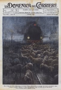 Een slachting van schapen door Achille Beltrame