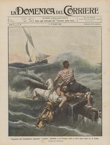 Reizigers van de Spaanse transatlantische Larache gered na dertig uur van angst na schipbreuk in La Coruña door Achille Beltrame