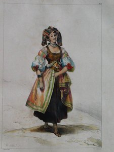 Vrouw in Russische jurk door Achille Devéria
