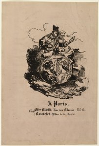 Portretmedaillon van Faust en Marguerite, uitgeversblad van Faust door Achille Devéria
